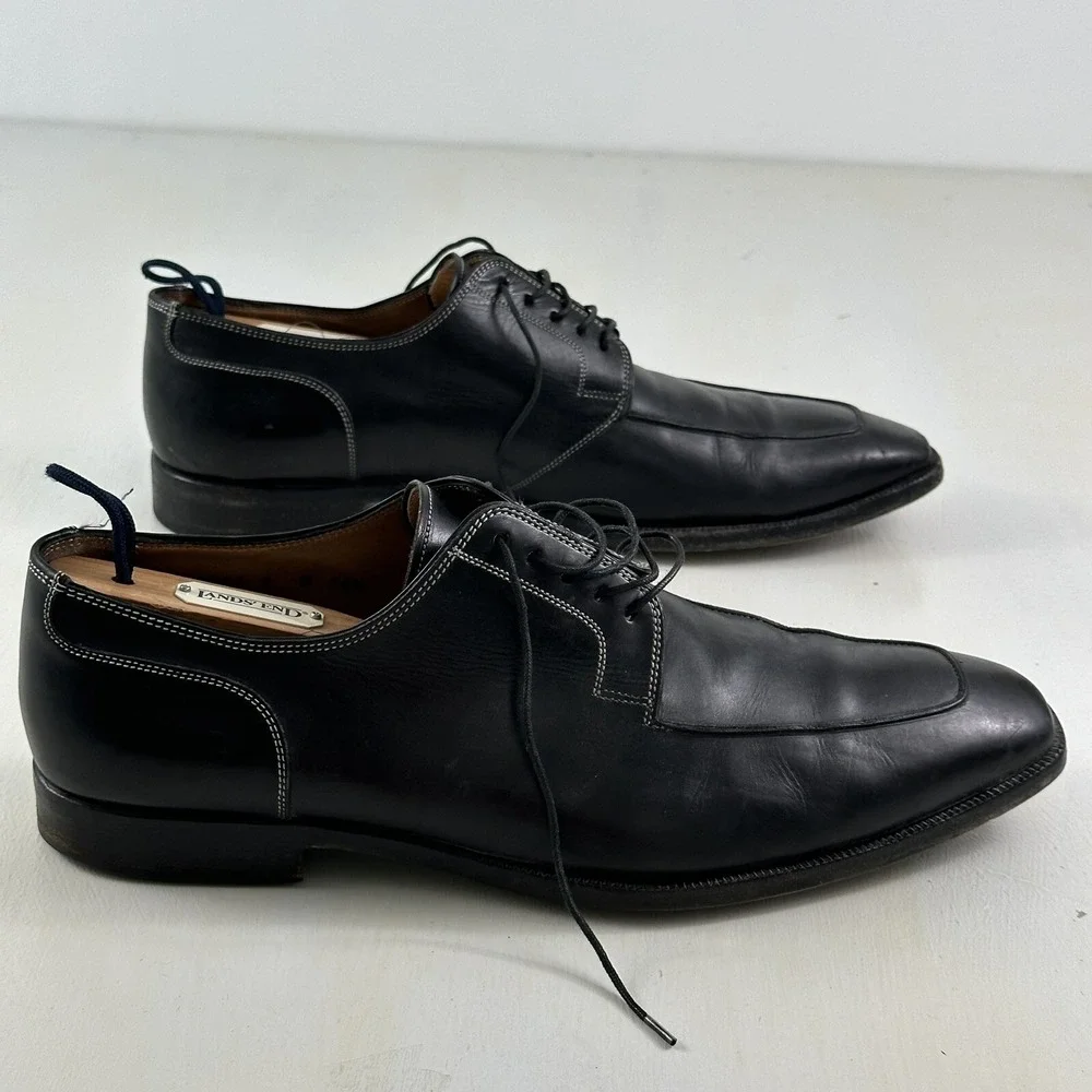 SANTONI Men's Oxford Shoes 10.5 Black‎ Smooth Leather Lace Up Made In Italy $585